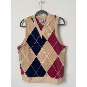 adidas Originals Women's Argyle‎ Fluffy Trefoil V-Neck Vest II5635 Size XS